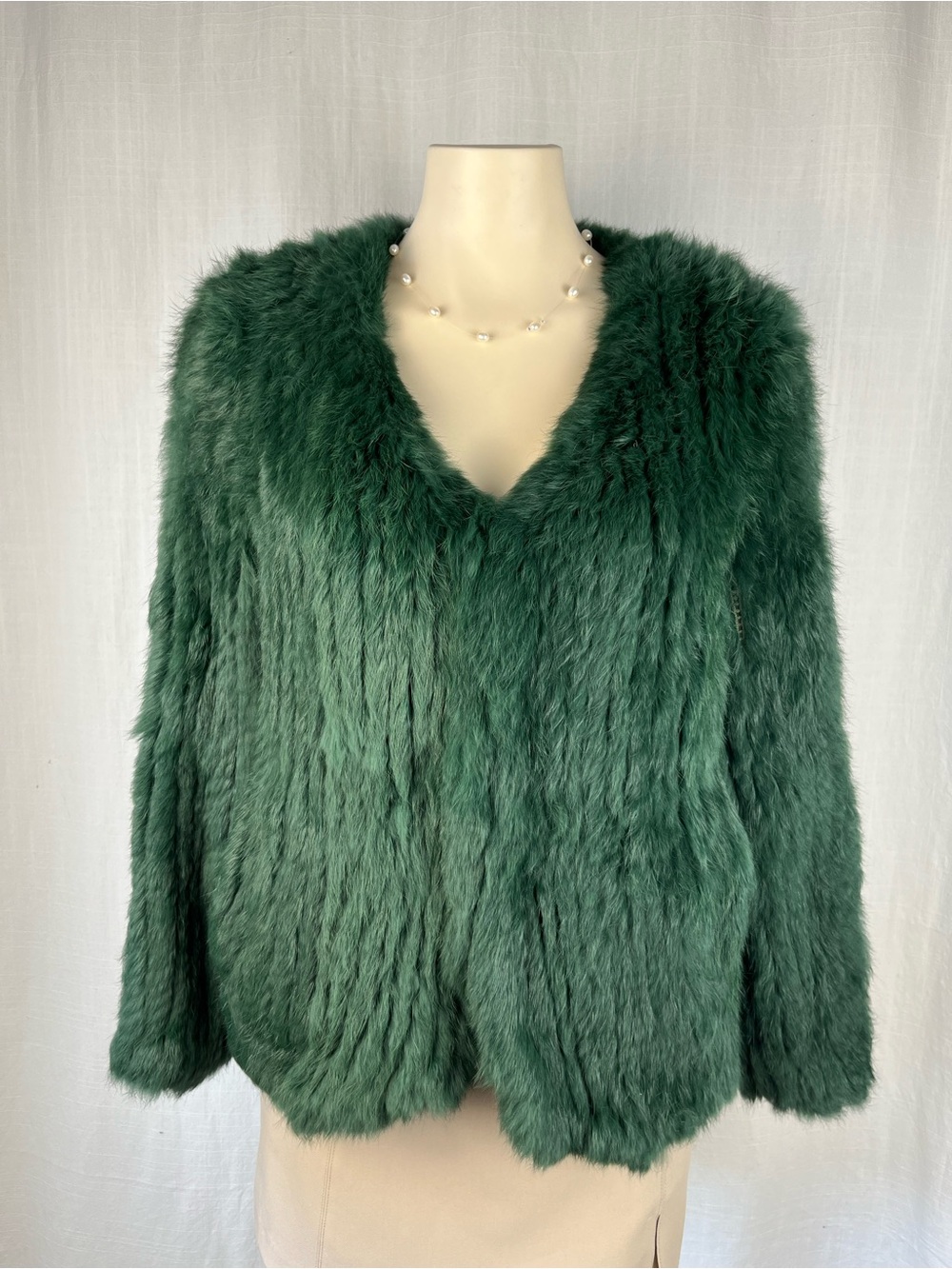 Plush Deep Green 100% rabbit Fur Jacket - Women's Medium